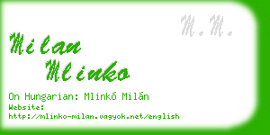 milan mlinko business card