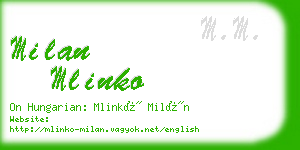 milan mlinko business card